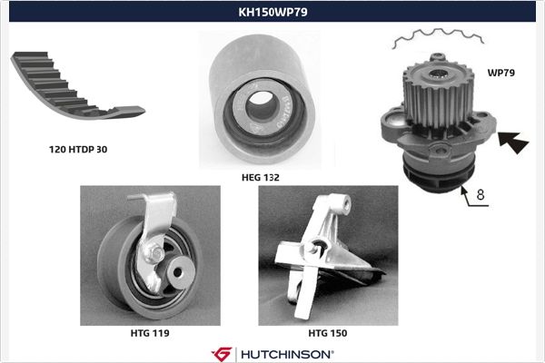 Водяной насос + комплект зубчатого ремня HUTCHINSON KH 150WP79