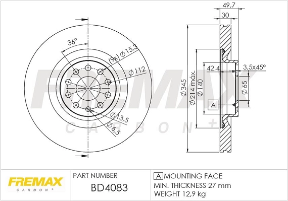 Тормозной диск FREMAX BD-4083