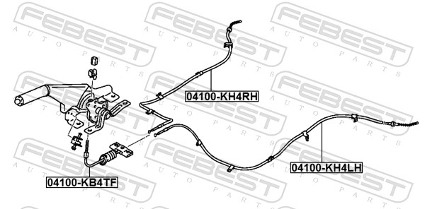 Тросик cтояночный тормоз FEBEST 04100-KH4LH