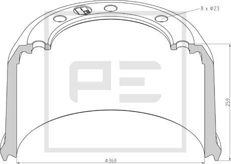 Тормозной барабан PE AUTOMOTIVE 046.700-00A