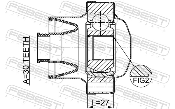 Шарнир продольный вал FEBEST 0711-JB424FSHA