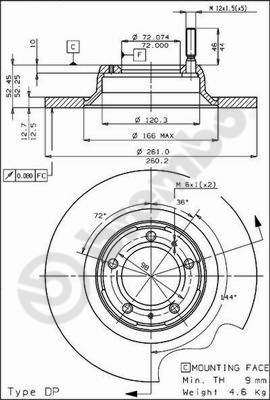 Тормозной диск prime line BREMBO 08.4070.20