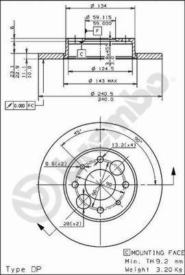 Тормозной диск prime line BREMBO 08.4917.20