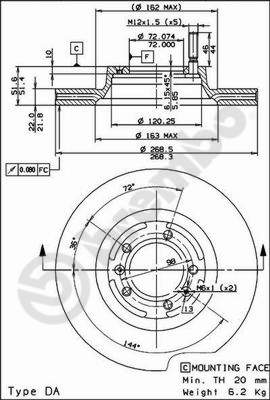 Тормозной диск prime line BREMBO 09.4115.10