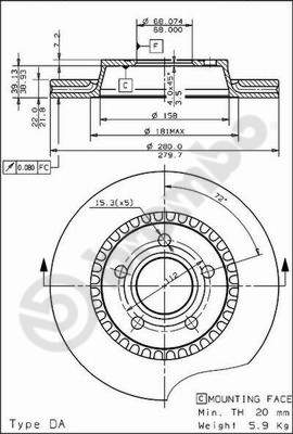 Тормозной диск prime line BREMBO 09.4964.10