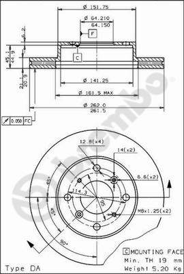 Тормозной диск prime line BREMBO 09.5011.10