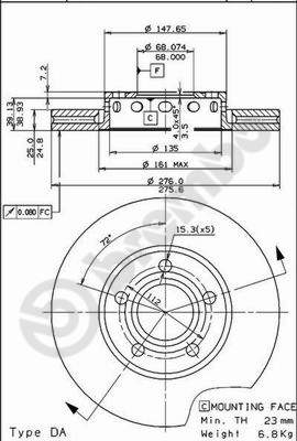 Тормозной диск prime line BREMBO 09.5734.10