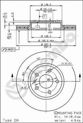 Тормозной диск prime line BREMBO 09.5870.20