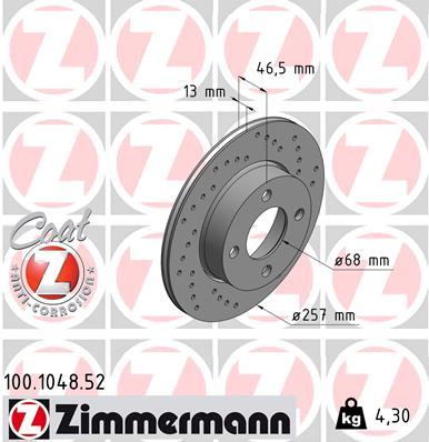 Тормозной диск sport brake disc z ZIMMERMANN 100.1048.52