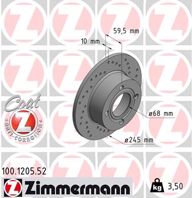 Тормозной диск sport brake disc z ZIMMERMANN 100.1205.52
