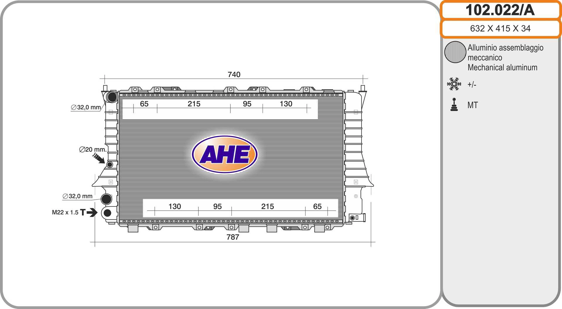 Радиатор охлаждение двигателя AHE 102.022/A