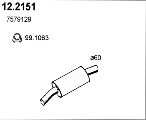 Предглушитель выхлопных газов ASSO 12.2151