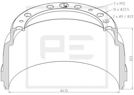 Тормозной барабан PE AUTOMOTIVE 126.091-00A