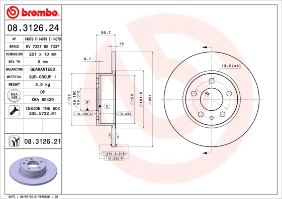 Тормозной диск coated disc line AP 14079 V
