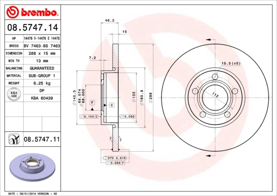 Тормозной диск coated disc line AP 14476 V