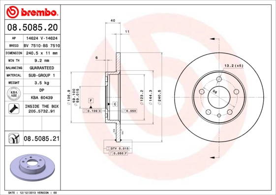 Тормозной диск coated disc line AP 14624 V