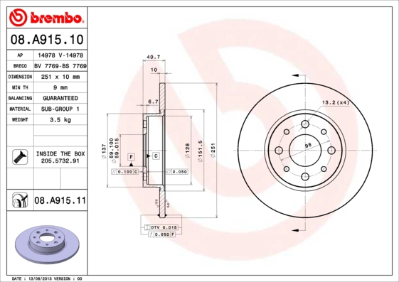 Тормозной диск coated disc line AP 14978 V