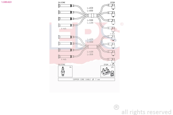 Комплект проводов зажигания made in italy - oe equivalent EPS 1.500.623