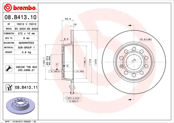 Тормозной диск coated disc line AP 15012 V