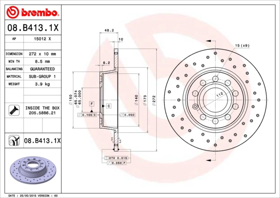 Тормозной диск ap xtra line AP 15012 X