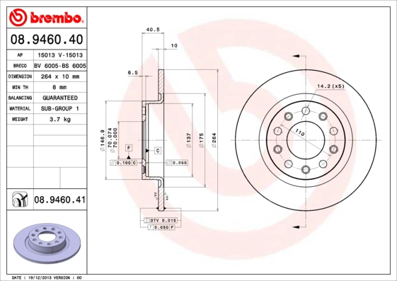 Тормозной диск coated disc line AP 15013 V
