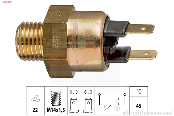 Термовыключатель сигнальная лампа охлаждающей жидкости made in italy - oe equivalent EPS 1.840.079