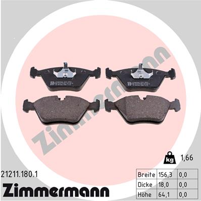 Комплект тормозных колодок дисковый тормоз ZIMMERMANN 21211.180.1