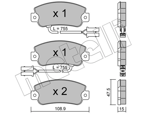 Комплект тормозных колодок дисковый тормоз METELLI 22-0104-1