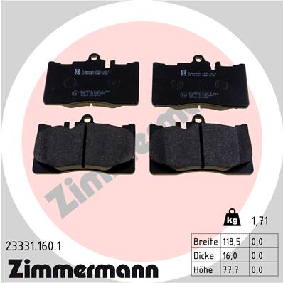 Комплект тормозных колодок дисковый тормоз ZIMMERMANN 23331.160.1