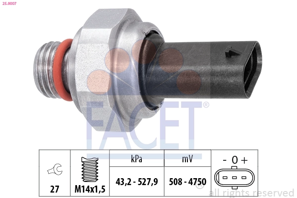 Датчик давление выхлопных газов made in italy - oe equivalent FACET 25.0007