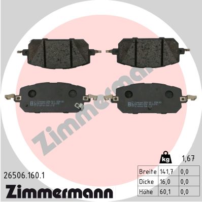 Комплект тормозных колодок дисковый тормоз ZIMMERMANN 26506.160.1