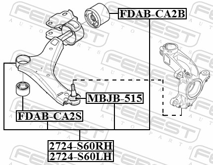 Рычаг независимой подвески колеса подвеска колеса FEBEST 2724-S60LH