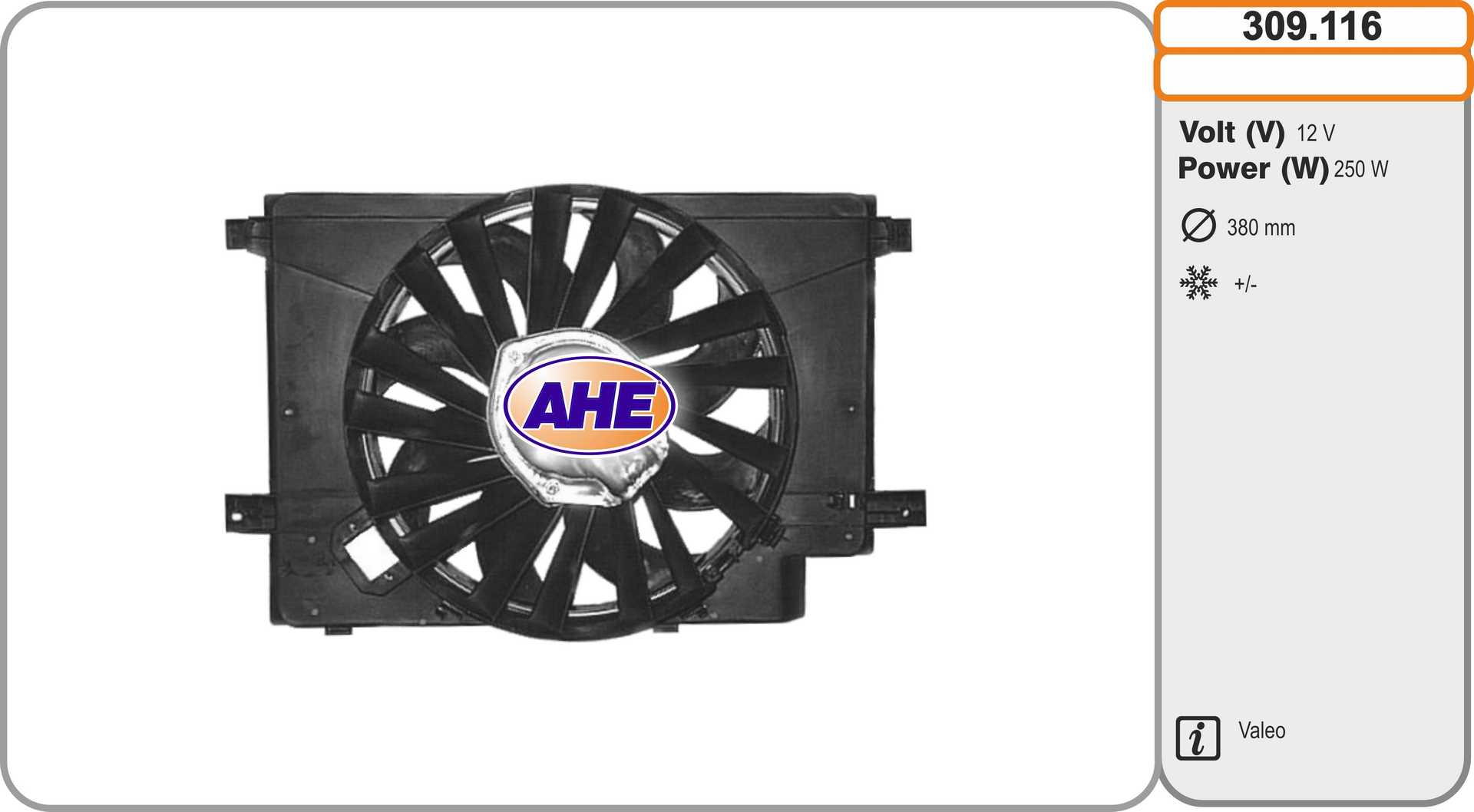 Вентилятор охлаждение двигателя AHE 309.116