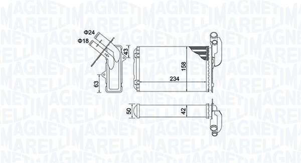 Теплообменник отопление салона MAGNETI MARELLI 350218405000