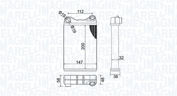 Теплообменник отопление салона MAGNETI MARELLI 350218456000