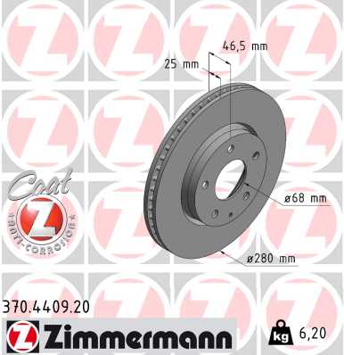 Тормозной диск coat z ZIMMERMANN 370.4409.20