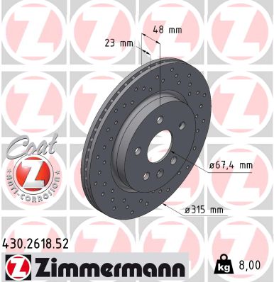 Тормозной диск sport brake disc z ZIMMERMANN 430.2618.52