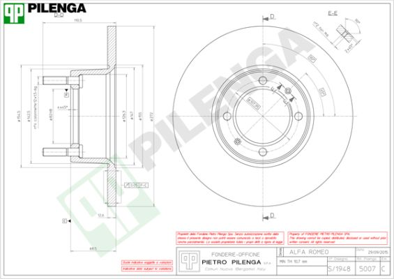 Тормозной диск PILENGA 5007