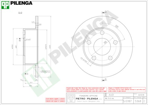 Тормозной диск PILENGA 5368