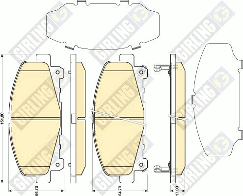 Комплект тормозных колодок дисковый тормоз GIRLING 6134779