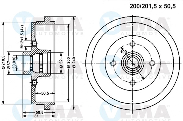 Тормозной барабан VEMA 800975