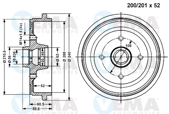 Тормозной барабан VEMA 801120