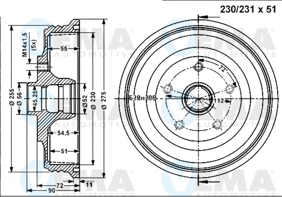 Тормозной барабан VEMA 801235