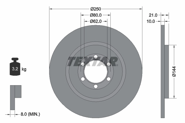 Тормозной диск TEXTAR 92033700