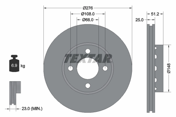 Тормозной диск TEXTAR 92067200