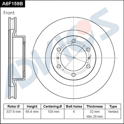 Тормозной диск ADVICS A6F159B
