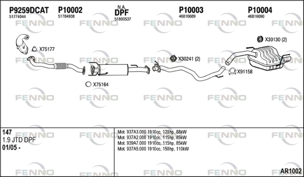 Система выпуска ог FENNO AR1002