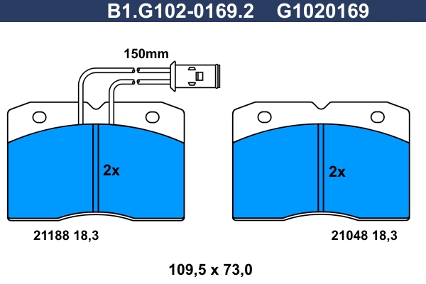 Комплект тормозных колодок дисковый тормоз GALFER B1.G102-0169.2