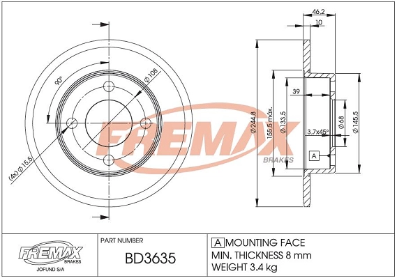 Тормозной диск FREMAX BD-3635