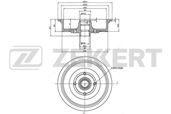Тормозной барабан ZEKKERT BS-5452